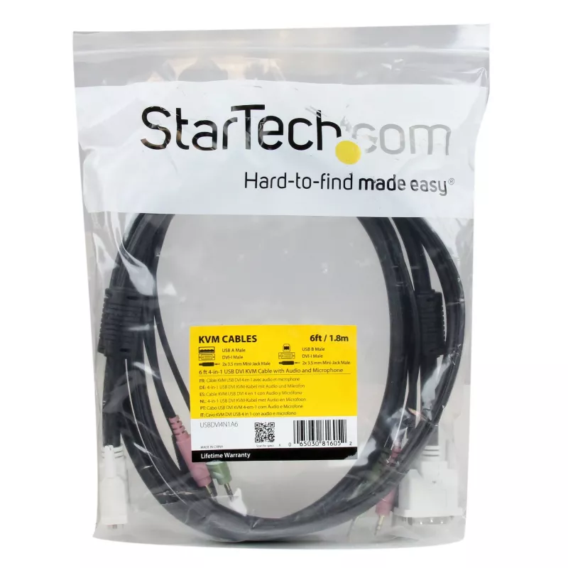 StarTech.com 1,8 m 4-in-1 USB DVI KVM-Kabel mit Audio und Mikrofon