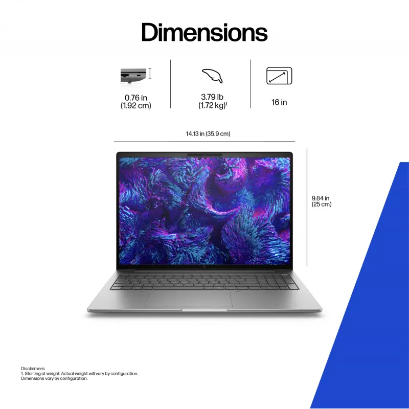 HP ZBook 8 G1i 16-Zoll Mobile Workstation, Intel Core Ultra 7 255H, 32GB, 1TB SSD, NVIDIA RTX 500 Ada 4GB, Windows 11 Pro