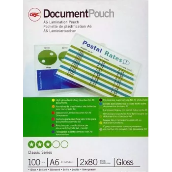 GBC Laminierfolie A6 80 Mikron, glänzend, transparent, A6, 111 mm, 154 mm, 100 Stück