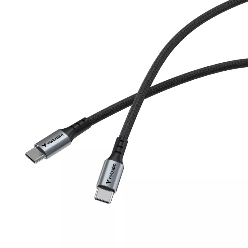Verbatim Sync & Charge Kabel – 100W USB-C auf USB-C 120 cm, 1,2 m, USB C, USB C, USB 2.0, 0,48 Gbit/s, Schwarz