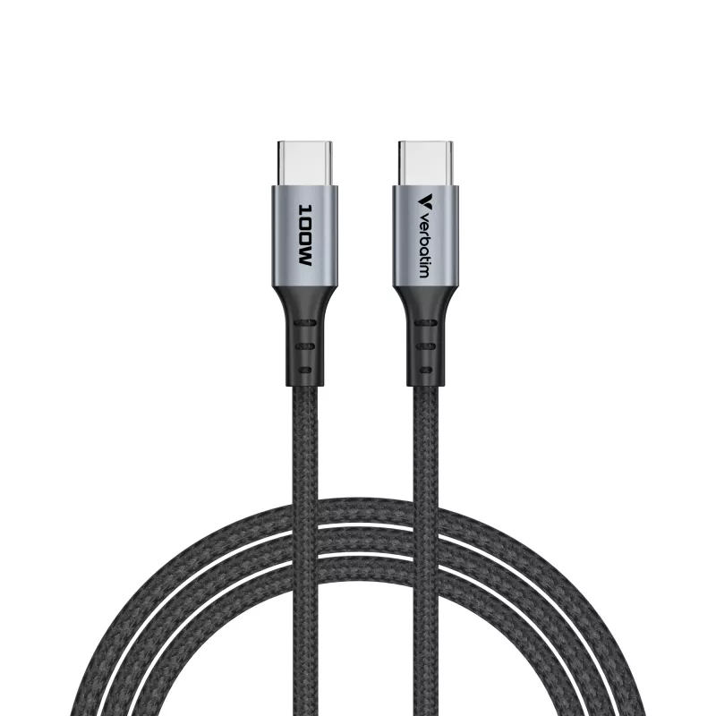 Verbatim Sync & Charge Kabel – 100W USB-C auf USB-C 120 cm, 1,2 m, USB C, USB C, USB 2.0, 0,48 Gbit/s, Schwarz