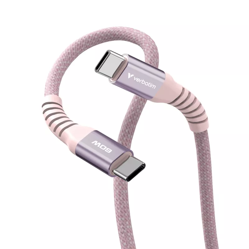 Verbatim Sync & Charge Magnetisches Kabel – 60 W USB-C auf USB-C, 120 cm, Pink