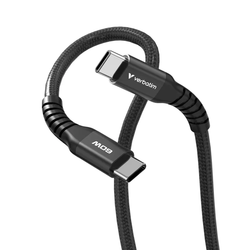 Verbatim Sync & Charge Magnetisches Kabel – 60 W USB-C auf USB-C, 120 cm, Schwarz