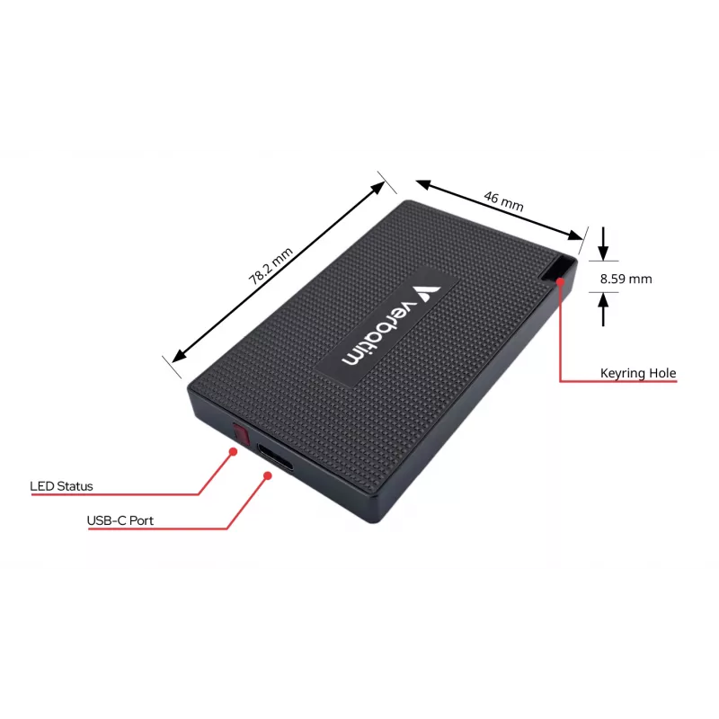 Verbatim Metal Mini SSD USB-C 3.2 Gen 2 1 TB, 1 TB, USB Type-C, USB 3.2 Gen 2x2, 2000 MB/s, 10 Gbit/s, Grau