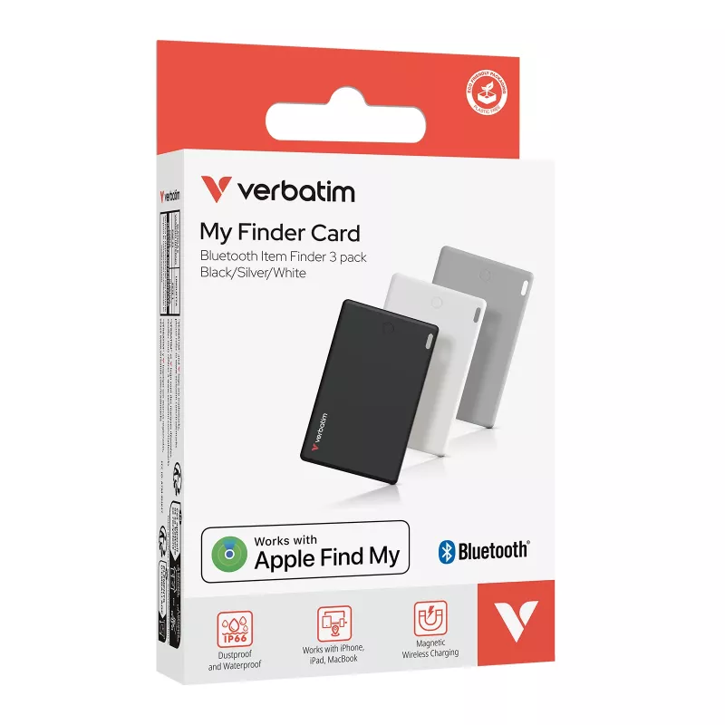 Verbatim My Finder Card Bluetooth Item Finder 3er-Pack Schwarz / Silber / Weiß