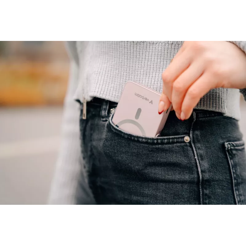Verbatim Charge 'n' Go Magnetic Wireless Power Bank mit Ständer – 10000 mAh Pink