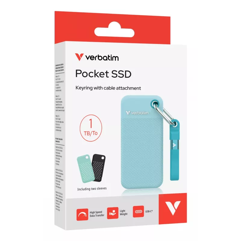 Verbatim Pocket SSD USB 3.2 Gen 2 1 TB Polar Blue inkl. zwei Gummihüllen