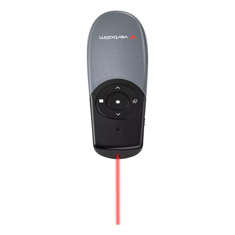 Verbatim Focus Wireless Presenter mit rotem Laserpointer, RF, USB, 30 m, Schwarz, Silber