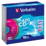 Verbatim AZO Colours CD-R 700 MB 52x, 10er-Pack, Slim Jewel Case