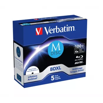 Verbatim M-Disc BD-R XL 100 GB 4x, Jewel Case, 5 Stück (43834)