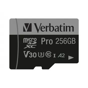 Verbatim Pro U3 256GB Micro SDXC Karte, 256 GB, MicroSDXC, Class 10, UHS-I, 100 MB/s, 90 MB/s