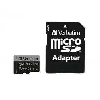 Verbatim Pro U3 256GB Micro SDXC Karte, 256 GB, MicroSDXC, Class 10, UHS-I, 100 MB/s, 90 MB/s