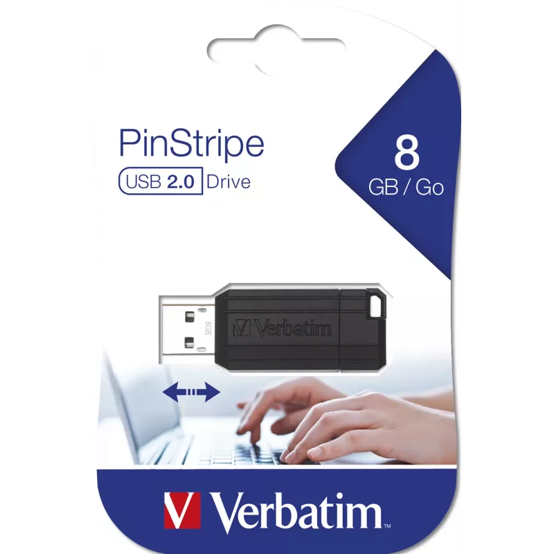 USB-Flash-Laufwerk Verbatim 8 GB USB Typ-A PinStripe Schwarz
