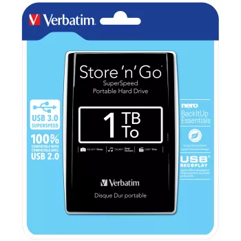 Verbatim Store 'n' Go USB 3.0 Portable Festplatte 1TB Schwarz