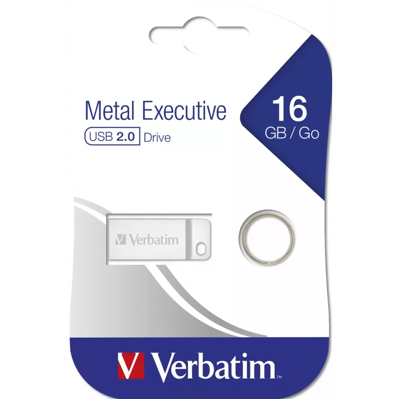 USB-Stick VERBATIM Metal Executive 16 GB, USB 2.0 Type-A, silber, kappenlos