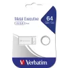 Verbatim Metal Executive – USB-Laufwerk 64 GB – Silber, 64 GB, USB Typ-A, 2.0, kappenlos, 3,6 g, Silber