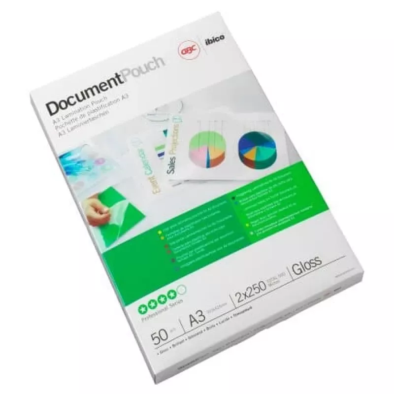 GBC Laminierfolien A3 100 Mikrometer, glänzend, transparent, A3, 0,2 mm, 303 mm, 426 mm