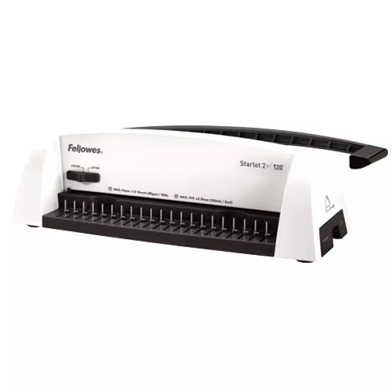 Fellowes Starlet 2+ Kunststoffkamm-Bindemaschine, Weiß, 12 Blatt Stanzleistung