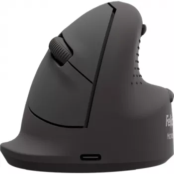 Fellowes Breyta Plus+ Vertikale Maus – Klein, Rechtshänder, Vertikales Design, Optisch, Bluetooth + USB-C, 2400 DPI, Schwarz
