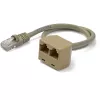 StarTech.com 2-zu-1 RJ45 Splitter Kabeladapter - F/M, 10/100Base-T(X), Cat5e, Grau, Polyvinylchlorid (PVC), 0,33 m, Stecker/Buchse