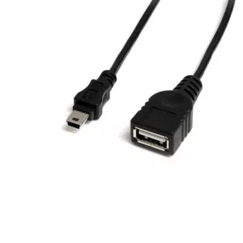 StarTech.com 1 ft Mini USB 2.0 Kabel - USB A auf Mini B F/M, 0,3 m, USB A, Mini-USB B, Stecker/Buchse, 0,48 Gbit/s, Schwarz