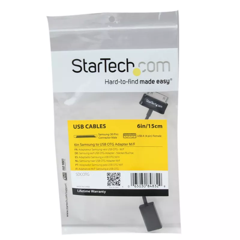 StarTech.com USB OTG-Adapterkabel für Samsung Galaxy Tab, 0,1524 m, Samsung 30p, USB A, Schwarz, Stecker, Buchse