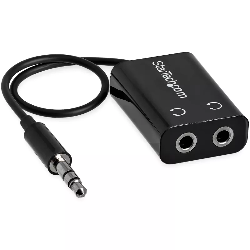 StarTech.com Schwarzer schlank Mini-Klinken-Kopfhörer-Splitterkabel-Adapter – 3,5 mm Stecker auf 2x 3,5 mm Buchse