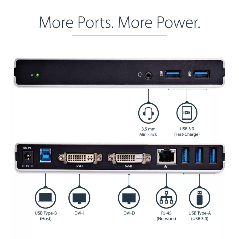 StarTech.com Dual-Monitor USB 3.0 Dockingstation mit DVI und vertikalem Ständer