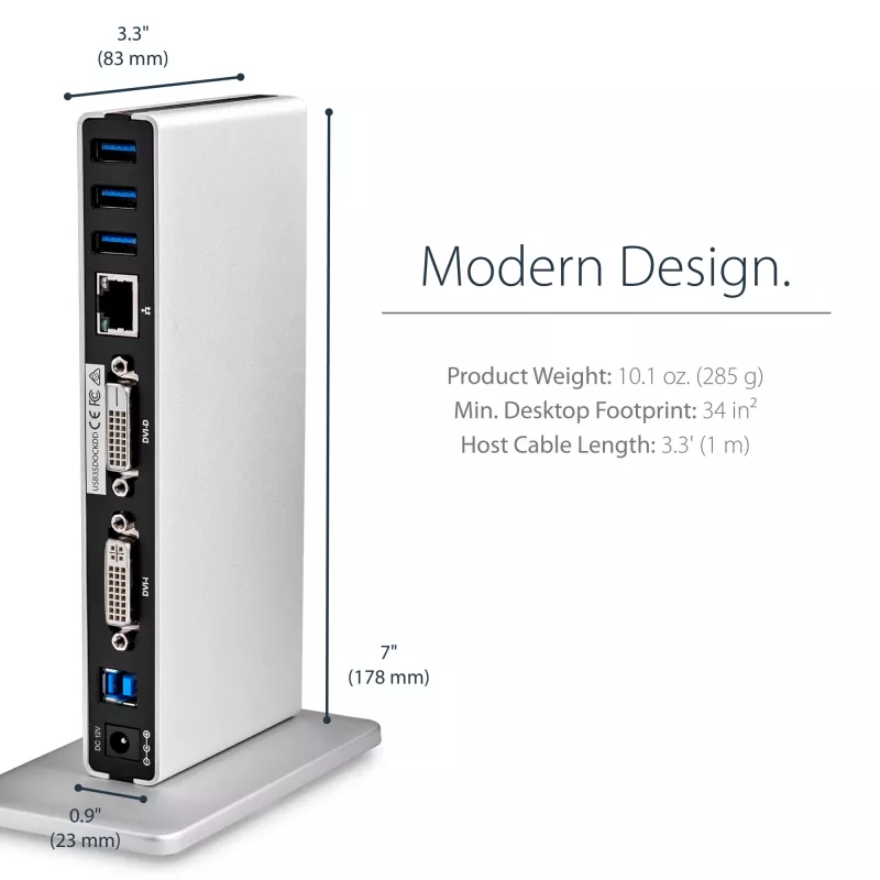 StarTech.com Dual-Monitor USB 3.0 Dockingstation mit DVI und vertikalem Ständer