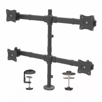 StarTech.com Tischhalterung Quad-Monitorarm – Ergonomische VESA 4-Monitorhalterung 2x2 bis 27 Zoll – Gelenkige & höhenverstellbare Mastmontage – Neig-/Schwenk-/Drehfunktion für LCD/LED-Bildschirm – Tischklemme/Kabeldurchführung