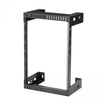 StarTech.com 15U 19 Zoll Wandmontage Netzwerk-Rack – 12 Zoll tief, 2-Pfosten Open-Frame Serverraum-Rack für Daten/AV/IT/Computergeräte/Patchpanel mit Käfigmuttern & Schrauben, 90 kg Tragfähigkeit, Schwarz