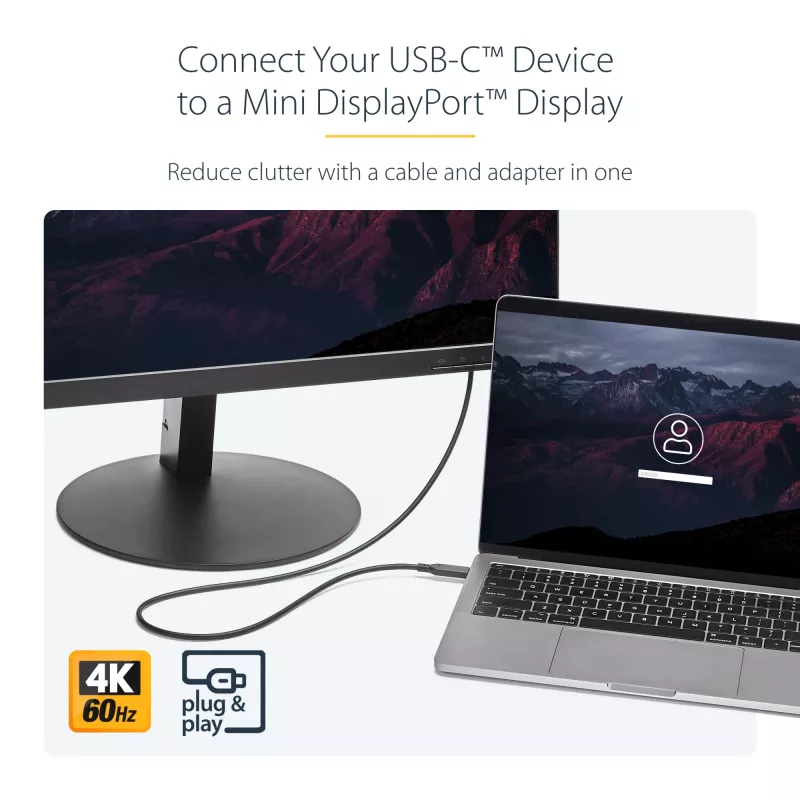StarTech.com 6 ft. (1,8 m) USB-C auf Mini DisplayPort Kabel - 4K 60Hz - Schwarz