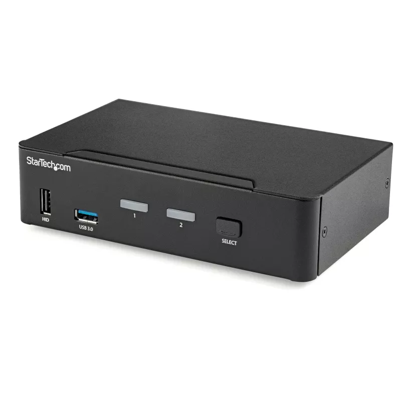 StarTech.com 2-Port DisplayPort KVM-Switch - 4K 60Hz - Einzelbildschirm - Dual-Port UHD DP 1.2 USB KVM-Switch mit integriertem USB 3.0 Hub & Audio - Dell HP Apple Lenovo - TAA-konform