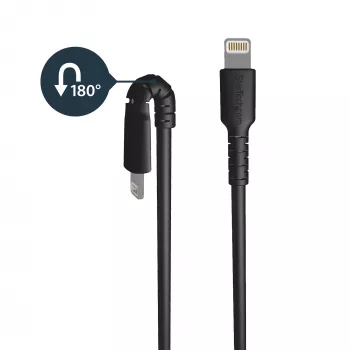 StarTech.com 0,91 m (3 Fuß) robustes schwarzes USB-A-auf-Lightning-Kabel – strapazierfähiges, robustes Aramidfaser-USB-Typ-A-auf-Lightning-Lade-/Sync-Kabel – Apple MFi-zertifiziert für iPad/iPhone 12
