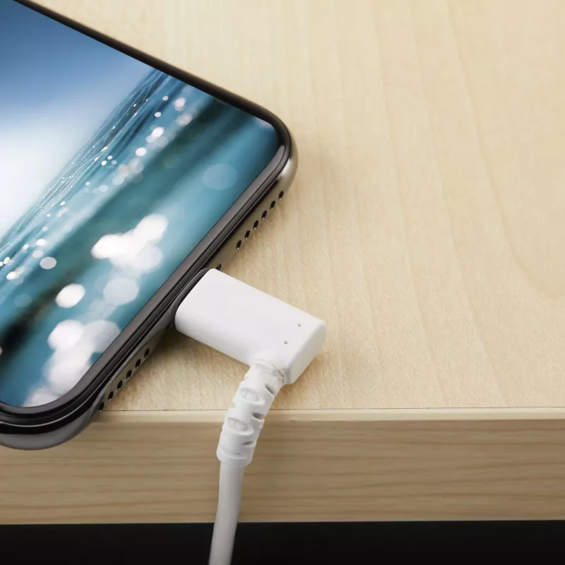 StarTech.com 1 m robustes USB-A-auf-Lightning-Kabel – Weiß 90° abgewinkelt strapazierfähig Aramidfaser USB Typ A auf Lightning Lade-/Sync-Kabel – Apple MFi-zertifiziert – iPhone