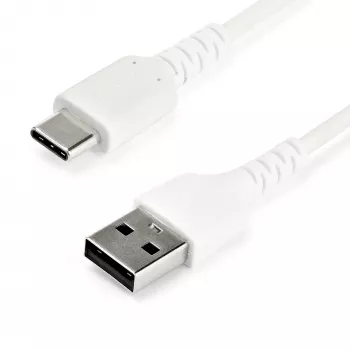 StarTech.com 2m USB-A auf USB-C Ladekabel – Robustes Schnelllade- und Sync-USB-2.0-auf-USB-Typ-C-Datenkabel – Strapazierfähiger TPE-Mantel Aramidfaser M/M 3A Weiß – Samsung S10, iPad Pro, Pixel