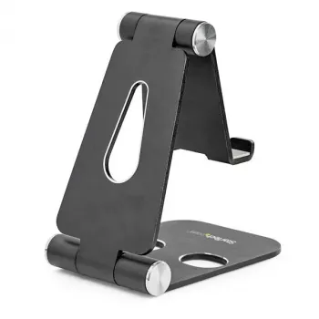 StarTech.com Telefon- und Tablet-Ständer – Faltbarer universeller Halter für Mobilgeräte für Smartphones & Tablets – Verstellbarer ergonomischer Handy-Ständer mit mehreren Winkeln für den Schreibtisch – Tragbar – Schwarz
