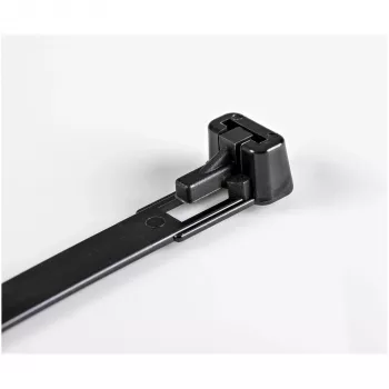 StarTech.com 20 cm wiederverwendbare Kabelbinder – 7 mm breit, 50 mm Bündeldurchmesser, 22 kg Zugfestigkeit, lösbare Nylon-Kabelbinder, Innen-/Außenbereich, UL94 V-2 gelistet, 100er-Pack – Schwarz