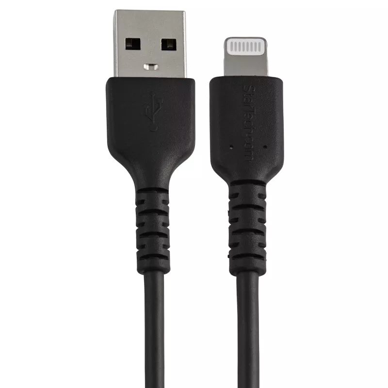 StarTech.com 30cm Robustes schwarzes USB-A auf Lightning Kabel – Heavy-Duty Rauhes Aramidfaser USB Typ A auf Lightning Lade-/Sync-Kabel – Apple MFi Zertifiziert iPad/iPhone 12