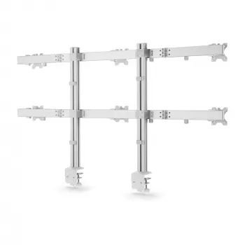 StarTech.com Sechs-Monitor-Tischhalterung mit Querträger, für bis zu 32-Zoll-Computerbildschirme, max. 8 kg pro Monitor, Doppelsäule, C-Klemme/Tischdurchführung, höhenverstellbar