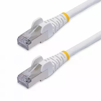 StarTech.com 12m Weißes CAT8-Ethernet-Kabel, rastnasenfreier RJ45, 25G/40G, 2000MHz, 100W PoE++, S/FTP, 26AWG reines blankes Kupferkabel, LSZH, geschirmtes Netzwerk-Patchkabel mit Zugentlastung, einzeln getestet