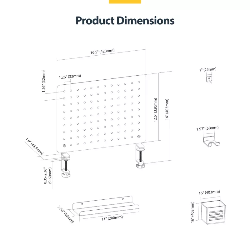 StarTech.com 1612B-DESK-PEGBOARD Schreibtisch-Organizer-Set 1 Stk.