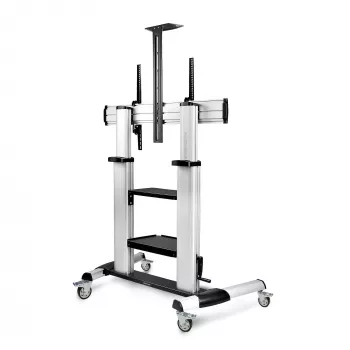 StarTech.com Rollbarer TV-Wagen/Stand auf Rädern für 60-100-Zoll-Flachbildschirme bis 100 kg, Höhenverstellung per Handkurbel, mobile/tragbare Trolley-Halterung
