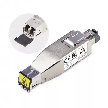 StarTech.com Gigabit Glasfaser-auf-RJ45-Ethernet-Medienkonverter-Dongle, optisch Singlemode 10 km/Multimode 800 m, PoE-gespeist, kompaktes Design, Metallgehäuse, Micro Mini, TAA