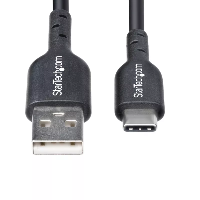 StarTech.com 2m USB-A auf USB-C Ladekabel, Laden & Synchronisieren, 3A, USB 2.0, TPE-Mantel - Schwarz USB-Ladekabel