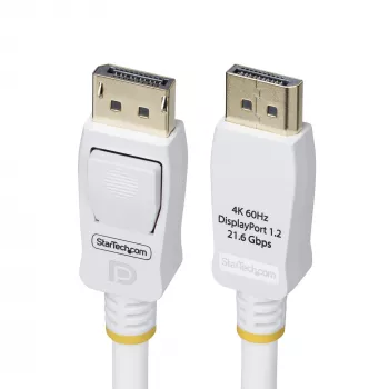 StarTech.com 1,8 m weißes VESA-zertifiziertes DisplayPort 1.2 Kabel, 4K 60Hz, 21,6 Gbit/s, rastende DP-Stecker, DP 1.2 DisplayPort Kabel, DP Monitor Kabel, M/M