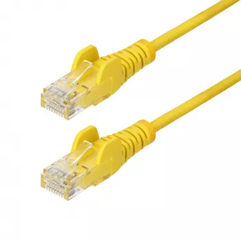 StarTech.com 1,5 m gelbes schlank-CAT6-Ethernet-Kabel, rastnasenschutz, 100 W PoE, UTP, LSZH, 28AWG reiner blanker Kupferdraht, schlank-RJ45-Netzwerk-Patchkabel mit Zugentlastung, einzeln getestet
