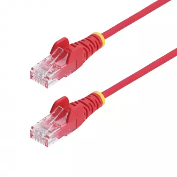 StarTech.com 2,5 m schlank-CAT6-Ethernet-Kabel, Rot, rastnasenschutz, 100 W PoE, UTP, LSZH, 28AWG reiner blanker Kupferdraht, schlank RJ45 Netzwerk-Patchkabel mit Zugentlastung, einzeln getestet