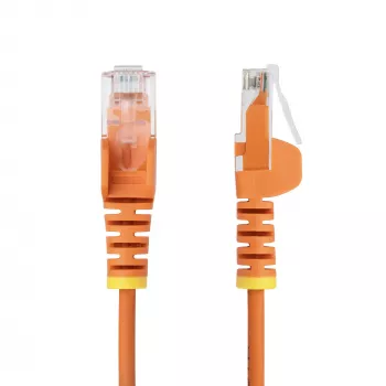 StarTech.com 3 m Orange schlank CAT6 Ethernetkabel, rastnasenfreier Knickschutz, 100 W PoE, UTP, LSZH, 28AWG reine blanke Kupferader, schlank RJ45 Netzwerk-Patchkabel mit Zugentlastung, einzeln getestet