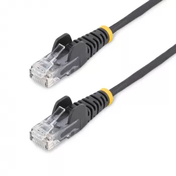 StarTech.com 7 m schlank CAT6 Ethernet-Kabel, Schwarz, rastnasenschutz, 100 W PoE, UTP, LSZH, 28AWG reines blankes Kupfer, schlank RJ45 Netzwerk-Patchkabel mit Zugentlastung, einzeln getestet